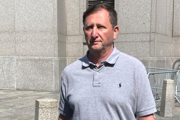 FILE - Alexander Mashinsky, founder and former chief executive of the failed cryptocurrency lending platform Celsius Network, leaves Manhattan federal court, July 13, 2023, in New York. (AP Photo/Lawrence Neumeister, File)