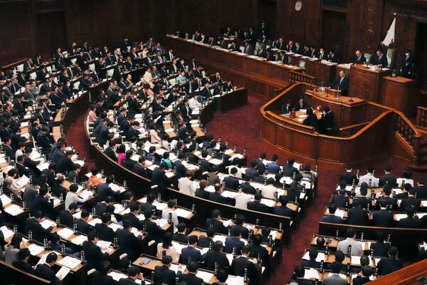 Japan's Prime Minister Shigeru Ishiba delivers a policy speech marking the start of the year's parliamentary session in Tokyo, Friday, Jan. 24, 2025. (AP Photo/Eugene Hoshiko)