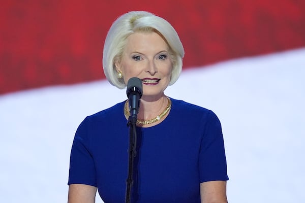 FILE - Former Amb. Callista Gingrich speaks during the Republican National Convention, July 17, 2024, in Milwaukee. (AP Photo/J. Scott Applewhite, File)