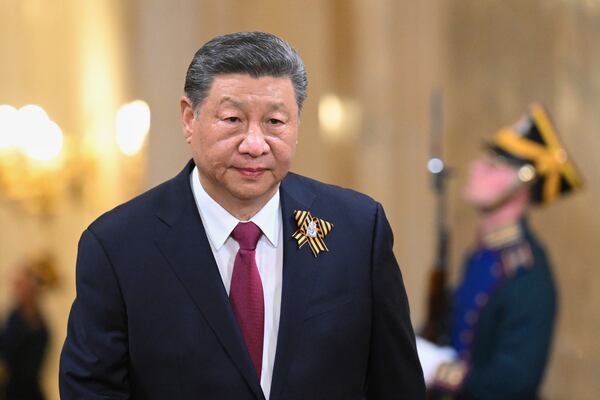 President of China Xi Jinping arrives in the Kremlin for a gala concert held for heads of foreign delegations, in Moscow, Thursday, May 8, 2025, ahead of celebrations of the 80th anniversary of the Soviet Union's victory over Nazi Germany during the World War II. (Alexandr Kryazhev/Photo host agency RIA Novosti via AP)