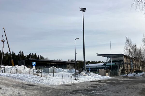 General view of the Umeå Energi Arena in Umeå, Sweden, Monday, March 10, 2025. (AP Photo/Steve Douglas)