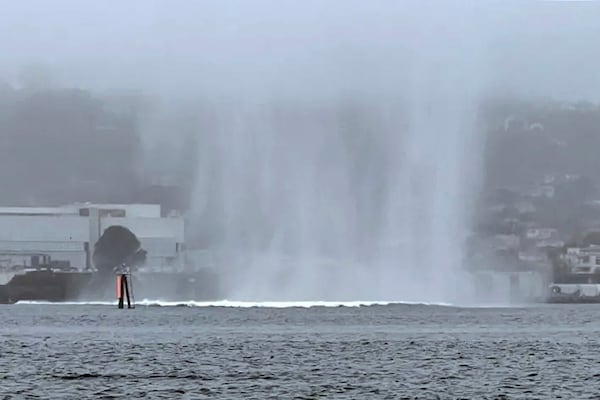 This image provided by Premier Sportsfishing shows the crash site of a E/A-18G Growler off the San Diego coast Wednesday, Feb. 12, 2025. (Capt. Brandon Viets/Premier Sportsfishing via AP)