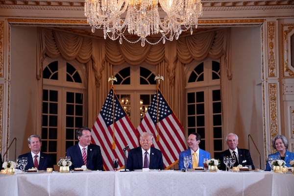 President-elect Donald Trump speaks during a meeting with Republican governors at Mar-a-Lago, Thursday, Jan. 9, 2025, in Palm Beach, Fla. (AP Photo/Evan Vucci)