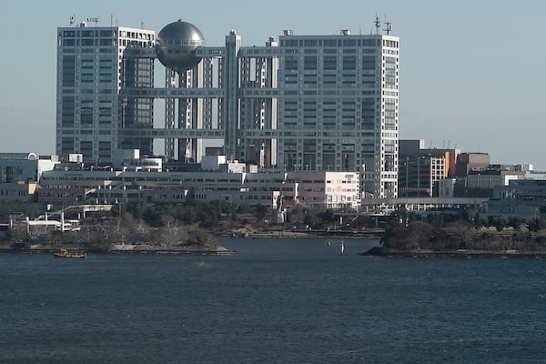 Fuji Television headquarter building is seen Friday, Jan. 17, 2025, in Tokyo. (AP Photo/Eugene Hoshiko)