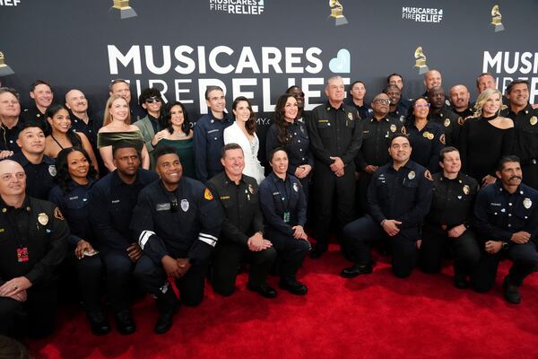 Firefighters arrives at the 67th annual Grammy Awards on Sunday, Feb. 2, 2025, in Los Angeles. (Photo by Jordan Strauss/Invision/AP)