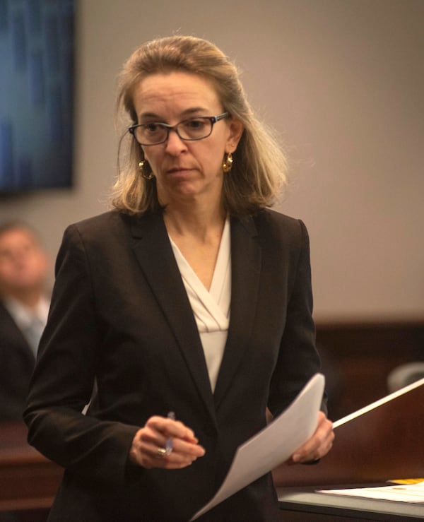 Senior Assistant Attorney General Laura Pfister questioned prosecution witnesses Thursday, Jan. 30, 2025, in Brunswick, Ga., in former Brunswick District Attorney Jackie Johnson’s trial. (Terry Dickson/The Brunswick News via AP, Pool)