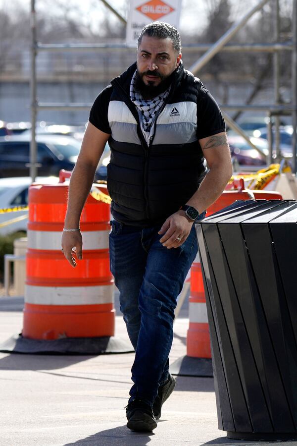 Odai Alfayoumi, father of 6-year-old Palestinian boy Wadee Alfayoumi, arrives the Will County Courthouse for the verdict in the trial of Joseph Czuba, Friday, Feb. 28, 2025, in Joliet, Ill. (AP Photo/Nam Y. Huh)