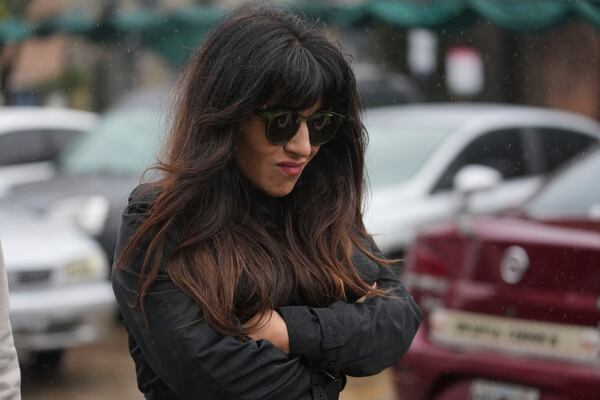 Gianinna Maradona, daughter of the late soccer star Diego Maradona, arrives at court for a hearing in the trial of health professionals accused of negligence in his death, in San Isidro on the outskirts of Buenos Aires, Argentina, Tuesday, May 27, 2025. (AP Photo/Gustavo Garello)