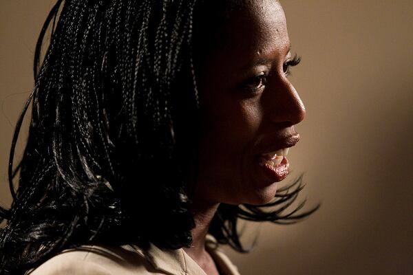 FILE - Mia Love, Mayor of Saratoga Springs and candidate for Utah's 4th district congressional seat, gives a TV interview at the Republican election night party at the Hilton in Salt Lake City, Nov. 6, 2012. (Spenser Heaps/The Daily Herald via AP, File)