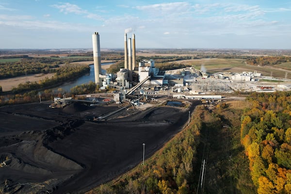 AES Indiana Petersburg Generating Station, a coal-fired power plant, operates in Petersburg, Ind., on Wednesday, Oct. 25, 2023. (AP Photo/Joshua A. Bickel)