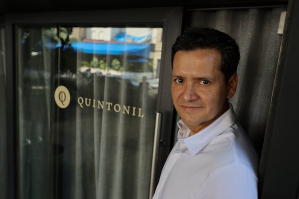 Jorge Vallejo, chef and owner of the Quintonil restaurant, poses for a portrait in Mexico City, Friday, Feb. 28, 2025. (AP Photo/Ginnette Riquelme)