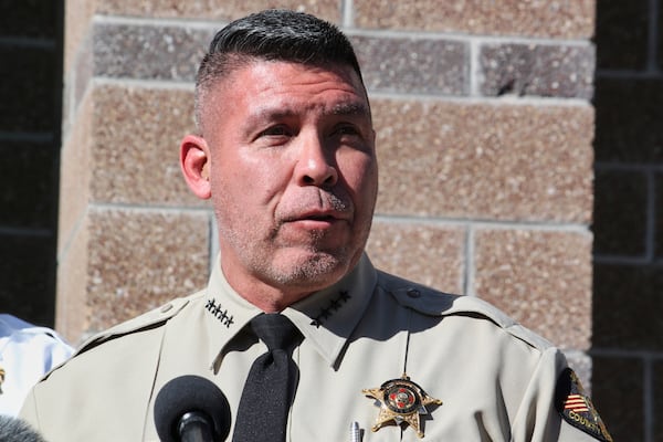 Santa Fe County Sheriff Adan Mendoza answers questions about the investigation into the deaths of actor Gene Hackman and his wife Betsy Arakawa during a news conference in Santa Fe, N.M., Friday, Feb. 28, 2025. (AP Photo/Susan Montoya Bryan)