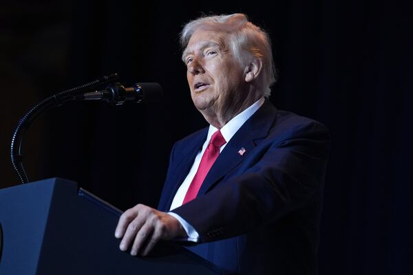 President Donald Trump speaks during the National Prayer Breakfast at Washington Hilton, Thursday, Feb. 6, 2025, in Washington. (AP Photo/Evan Vucci)