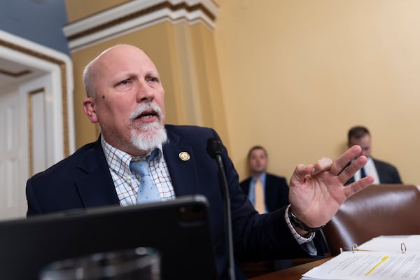 Rep. Chip Roy, R-Texas, asks a question as the House Rules Committee prepares a spending bill that would keep federal agencies funded through Sept. 30, at the Capitol, in Washington, Monday, March 10, 2025. (AP Photo/J. Scott Applewhite)