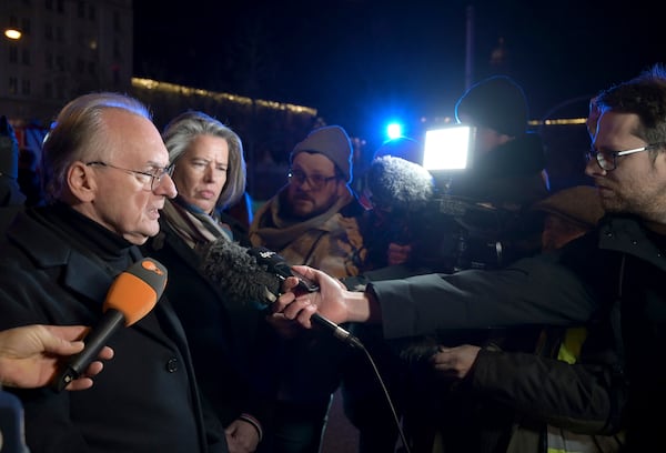 Reiner Haseloff (M, CDU), Minister President of Saxony-Anhalt, makes a statement after an incident at the Christmas market in Magdeburg, Germany, Friday Dec. 20, 2024. (Heiko Rebsch/dpa via AP)