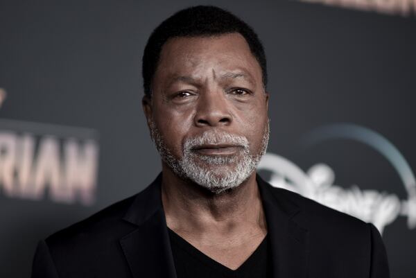 FILE - Carl Weathers attends the LA premiere of "The Mandalorian," at the El Capitan Theatre, Nov. 13, 2019, in Los Angeles. (Photo by Richard Shotwell/Invision/AP, File)